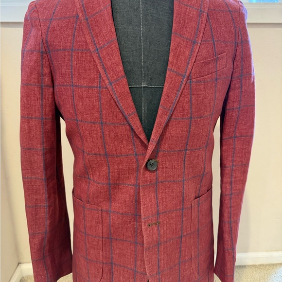 Strong Suit Red Windowpane Blazer